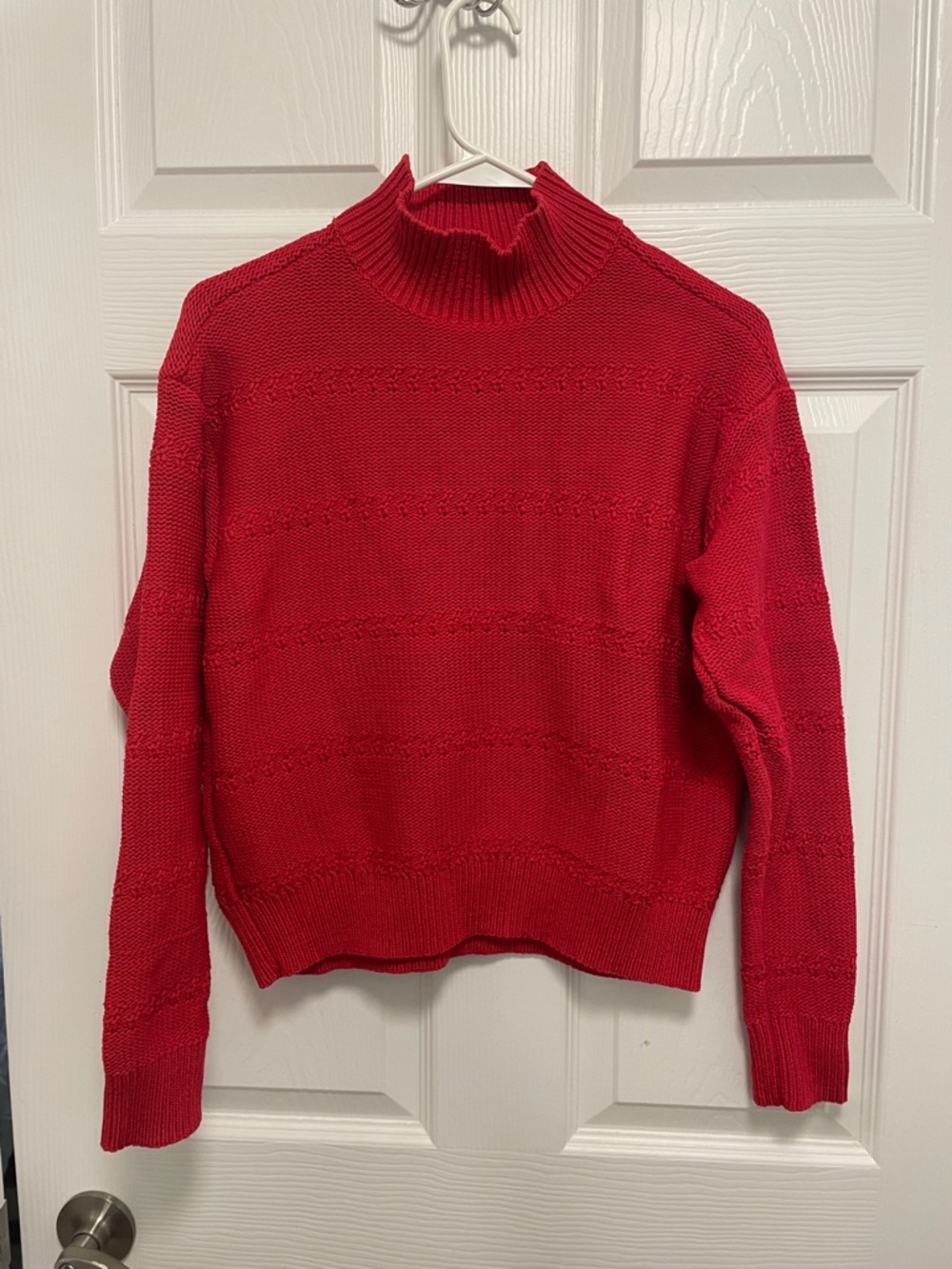 Ann Taylor Red Mock Neck Cotton Blend Sweater